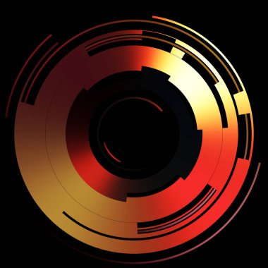 Gelecekçi hud arayüzü elementi. Soyut geometrik arkaplan. Dijital teknolojinin grafiksel çizimi siyah arkaplanda izole edildi..