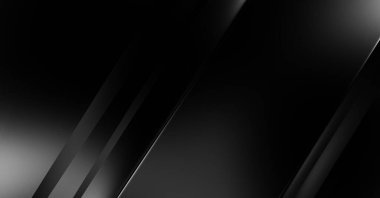 Geometrik katmanlı 3 boyutlu siyah arkaplan. Soyut koyu fütüristik duvar kağıdı. Zarif, parlak çizgili arka plan. Poster, broşür, sunum ve web sitesi için geometrik şablon tasarımı.