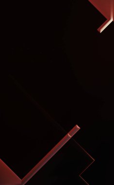 Geometrik dinamik şekiller. Gölgeli teknoloji dijital şablonu ve gradyan arka planda ışıklar. Modern basit geometrik renk gradyanı soyut arkaplan. 3B illüstrasyon. 