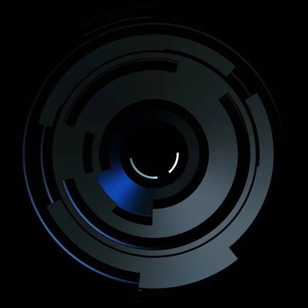 未来的なHudインターフェイス要素 抽象幾何学的背景 黒い背景に隔離されたデジタル技術のグラフィックイラスト — ストック写真