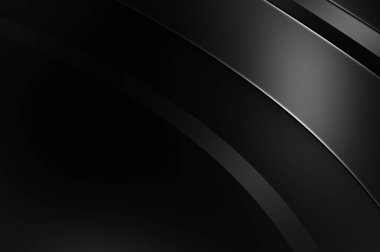 Siyah kıvrımlı yüzey. 3 boyutlu illüstrasyon. Soyut fütüristik geçmiş. Minimalist geometrik kapak tasarımı. Çarpık siyah çizgiler. Lüks dokuma duvar kağıdı. Zarif arkaplan.