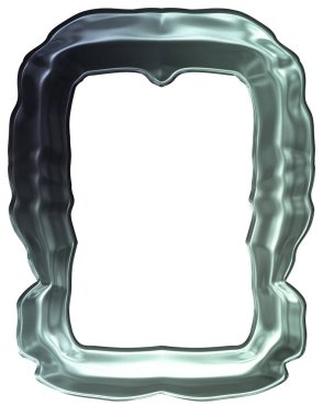 Üç boyutlu metalik illüstrasyon. Beyaz arka planda izole edilmiş fantezi çerçevesi. Davetiyeler, posterler, menü, hatıra defteri ve sunum için mükemmel. Metnin için şablon.