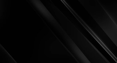 Geometrik katmanlı 3 boyutlu siyah arkaplan. Soyut koyu fütüristik duvar kağıdı. Zarif, parlak çizgili arka plan. Poster, broşür, sunum ve web sitesi için geometrik şablon tasarımı.