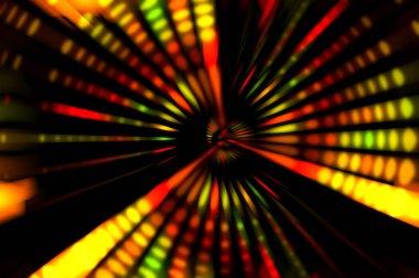 Siyah arkaplanda dönen ışık gösterisi. Lüks çizgiler. Parlak kıvrımlı duvar kağıdı. Uzay tüneli. Dönen ışık çemberi ya da maytap izi. Parlak konsept çizimi.