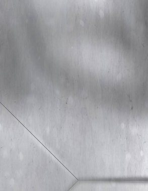 SciFi panelleri duvar. Gelecekçi kavramsal tasarım arka planı. Uzay gemisi desenli duvar kağıdı. Fırçalanmış teknoloji şablonu yüzeyi. Üç boyutlu illüstrasyon. Hasarlı ve çökmüş teknoloji.