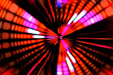 Siyah arkaplanda dönen ışık gösterisi. Lüks çizgiler. Parlak kıvrımlı duvar kağıdı. Uzay tüneli. Dönen ışık çemberi ya da maytap izi. Parlak konsept çizimi.