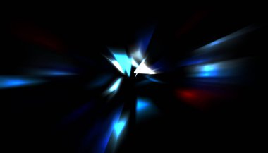 Parlayan ışıkları hareket ettirmenin havalı arka planı. Tasarımınız için canlı renkli bir portal şablonu. Işık ışınları ve hareket halindeki ışıldayan parçacıklar bir solucan deliği şekli oluşturuyor..