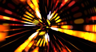 Siyah arkaplanda dönen ışık gösterisi. Lüks çizgiler. Parlak kıvrımlı duvar kağıdı. Uzay tüneli. Dönen ışık çemberi ya da maytap izi. Parlak konsept çizimi.