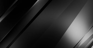 Geometrik katmanlı 3 boyutlu siyah arkaplan. Soyut koyu fütüristik duvar kağıdı. Zarif, parlak çizgili arka plan. Poster, broşür, sunum ve web sitesi için geometrik şablon tasarımı.