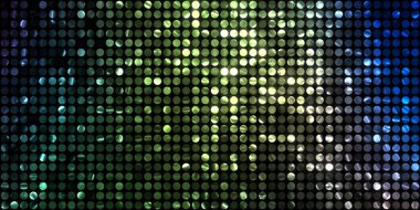 Parlayan ışıklar siyah arka planda parti izleri. Sahne veya stadyum ışıklarının dijital illüstrasyonu. Parlak desenli duvar kağıdı. Sahne ışıkları ile renkli ışıkların ihtişamlı arkaplanı.