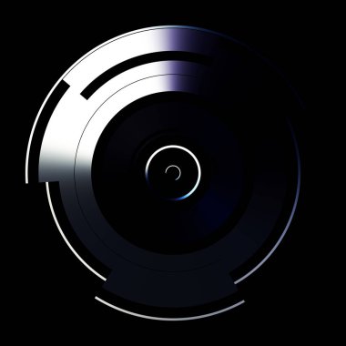 Gelecekçi hud arayüzü elementi. Soyut geometrik arkaplan. Dijital teknolojinin grafiksel çizimi siyah arkaplanda izole edildi..