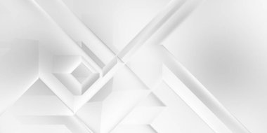 Beyaz 3d geometrik arka plan. Karanlık elementleri olan birinci sınıf soyut duvar kâğıdı. Poster, broşür, sunum ve web sitesi için özel tasarım. Moda lüks minimalist tasarım. Geometrik şablon. 