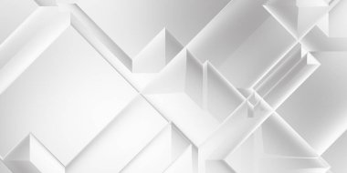 Beyaz 3d geometrik arka plan. Karanlık elementleri olan birinci sınıf soyut duvar kâğıdı. Poster, broşür, sunum ve web sitesi için özel tasarım. Moda lüks minimalist tasarım. Geometrik şablon. 