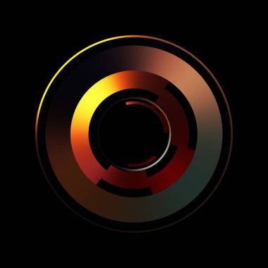 Gelecekçi hud arayüzü elementi. Soyut geometrik arkaplan. Dijital teknolojinin grafiksel çizimi siyah arkaplanda izole edildi..