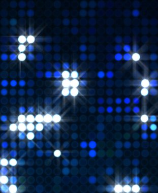 Parlak desenli duvar kağıdı. Sahne ışıkları olan renkli ışıkların ihtişamlı arkaplanı. Parlayan ışıklar siyah arka planda parti izleri. Sahne veya stadyum ışıklarının dijital illüstrasyonu. 