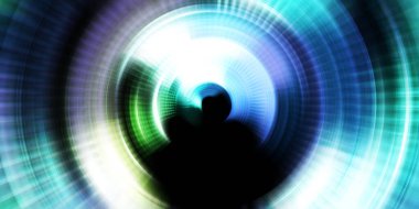 Parlayan neon ışıkları. Parlak sunum tasarım şablonu. Fotoğraf makinesi konsepti. Soyut arkaplan. Dönen ışık ışınları. Hareketli kavramsal duvar kağıdı. Grafik dijital illüstrasyon. 