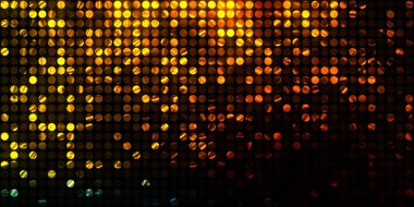 Parlayan ışıklar siyah arka planda parti izleri. Sahne veya stadyum ışıklarının dijital illüstrasyonu. Parlak desenli duvar kağıdı. Sahne ışıkları ile renkli ışıkların ihtişamlı arkaplanı.