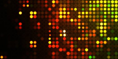 Parlak desenli duvar kağıdı. Sahne ışıkları olan renkli ışıkların ihtişamlı arkaplanı. Parlayan ışıklar siyah arka planda parti izleri. Sahne veya stadyum ışıklarının dijital illüstrasyonu. 