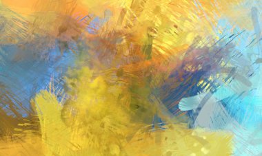 Soyut arkaplanda pürüzlü fırça darbeleri. Fırça boyası. Renkli boya darbeleri. Eşsiz duvar sanatı. Tuvaldeki modern sanat. Renkli çağdaş sanat eserleri.