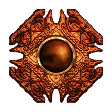 Beyaz arka planda izole bir mücevher. Mücevherli bir fantezi mücevherin 3 boyutlu görüntüsü. Masal elementi. Lüks grafik duvar kağıdı.