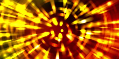 Parlayan ışıkları hareket ettirmenin havalı arka planı. Tasarımınız için canlı renkli bir portal şablonu. Işık ışınları ve hareket halindeki ışıldayan parçacıklar bir solucan deliği şekli oluşturuyor..