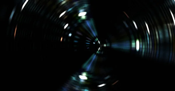 在黑色背景上旋转的灯光 奢侈的条纹 发亮的涡旋壁纸 太空隧道旋转的光圈闪烁着或闪烁着闪光的痕迹 清晰的概念说明 — 图库照片