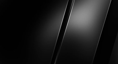 Geometrik katmanlı 3 boyutlu siyah arkaplan. Soyut koyu fütüristik duvar kağıdı. Zarif, parlak çizgili arka plan. Poster, broşür, sunum ve web sitesi için geometrik şablon tasarımı.