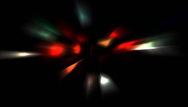 Parlayan ışıkları hareket ettirmenin havalı arka planı. Tasarımınız için canlı renkli bir portal şablonu. Işık ışınları ve hareket halindeki ışıldayan parçacıklar bir solucan deliği şekli oluşturuyor..