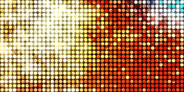 Parlayan ışıklar siyah arka planda parti izleri. Sahne veya stadyum ışıklarının dijital illüstrasyonu. Parlak desenli duvar kağıdı. Sahne ışıkları ile renkli ışıkların ihtişamlı arkaplanı.