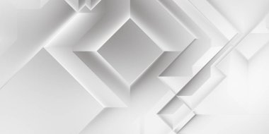 Beyaz 3d geometrik arka plan. Karanlık elementleri olan birinci sınıf soyut duvar kâğıdı. Poster, broşür, sunum ve web sitesi için özel tasarım. Moda lüks minimalist tasarım. Geometrik şablon. 