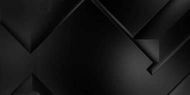 Siyah üç boyutlu geometrik arkaplan. Moda lüks minimalist tasarım. Geometrik şablon. Karanlık elementleri olan birinci sınıf soyut duvar kâğıdı. Poster, broşür, sunum, web sitesi için özel tasarım.