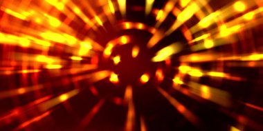 Parlayan ışıkları hareket ettirmenin havalı arka planı. Tasarımınız için canlı renkli bir portal şablonu. Işık ışınları ve hareket halindeki ışıldayan parçacıklar bir solucan deliği şekli oluşturuyor..