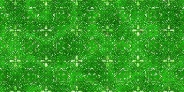 Renkli kumaş arka planında moda tarzında gümüş örgü süsü olan lüks, kusursuz bir şablon. Duvar kağıtları ve tekstil baskısı için tasarım. Lüks, ışıl ışıl metalimsi fantezi dokusu.