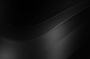 Siyah kıvrımlı yüzey. 3 boyutlu illüstrasyon. Soyut fütüristik geçmiş. Minimalist geometrik kapak tasarımı. Çarpık siyah çizgiler. Lüks dokuma duvar kağıdı. Zarif arkaplan.