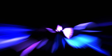 Güzel canlı renklerle enerji patlaması. Siyah arkaplanda izole edilmiş dinamik ışık ışınları. Parlayan renkli ışık parçacıklarının grafiksel 2D çizimi. Parlak tasarım şablonu.