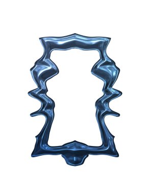 Üç boyutlu metalik illüstrasyon. Beyaz arka planda izole edilmiş fantezi çerçevesi. Davetiyeler, posterler, menü, hatıra defteri ve sunum için mükemmel. Metnin için şablon.