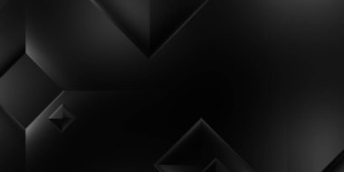 Siyah üç boyutlu geometrik arkaplan. Moda lüks minimalist tasarım. Geometrik şablon. Karanlık elementleri olan birinci sınıf soyut duvar kâğıdı. Poster, broşür, sunum, web sitesi için özel tasarım.