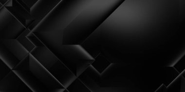 Siyah üç boyutlu geometrik arkaplan. Moda lüks minimalist tasarım. Geometrik şablon. Karanlık elementleri olan birinci sınıf soyut duvar kâğıdı. Poster, broşür, sunum, web sitesi için özel tasarım.