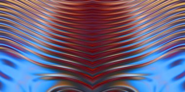 Renkli dalgalı yansıtıcı duvar kağıdının üç boyutlu çizimi. Duvar kağıdı, afiş, arkaplan, kart, kitap kapağı veya web sitesi için grafiksel illüstrasyon. Soyut parlak arkaplan.