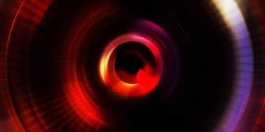 Parlayan neon ışıkları. Parlak sunum tasarım şablonu. Fotoğraf makinesi konsepti. Soyut arkaplan. Dönen ışık ışınları. Hareketli kavramsal duvar kağıdı. Grafik dijital illüstrasyon. 