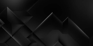 Siyah üç boyutlu geometrik arkaplan. Moda lüks minimalist tasarım. Geometrik şablon. Karanlık elementleri olan birinci sınıf soyut duvar kâğıdı. Poster, broşür, sunum, web sitesi için özel tasarım.