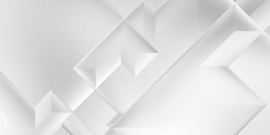 Beyaz 3d geometrik arka plan. Karanlık elementleri olan birinci sınıf soyut duvar kâğıdı. Poster, broşür, sunum ve web sitesi için özel tasarım. Moda lüks minimalist tasarım. Geometrik şablon. 