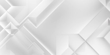 Beyaz 3d geometrik arka plan. Karanlık elementleri olan birinci sınıf soyut duvar kâğıdı. Poster, broşür, sunum ve web sitesi için özel tasarım. Moda lüks minimalist tasarım. Geometrik şablon. 