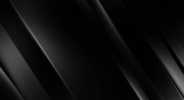 Geometrik katmanlı 3 boyutlu siyah arkaplan. Soyut koyu fütüristik duvar kağıdı. Zarif, parlak çizgili arka plan. Poster, broşür, sunum ve web sitesi için geometrik şablon tasarımı.