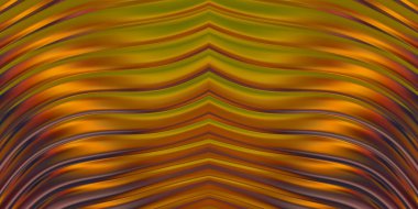 Renkli dalgalı yansıtıcı duvar kağıdının üç boyutlu çizimi. Duvar kağıdı, afiş, arkaplan, kart, kitap kapağı veya web sitesi için grafiksel illüstrasyon. Soyut parlak arkaplan.