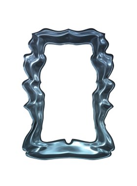 Üç boyutlu metalik illüstrasyon. Beyaz arka planda izole edilmiş fantezi çerçevesi. Davetiyeler, posterler, menü, hatıra defteri ve sunum için mükemmel. Metnin için şablon.