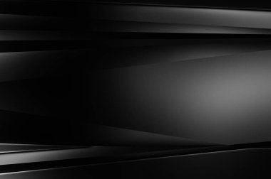 Geometrik katmanlı 3 boyutlu siyah arkaplan. Soyut koyu fütüristik duvar kağıdı. Zarif, parlak çizgili arka plan. Poster, broşür, sunum ve web sitesi için geometrik şablon tasarımı.