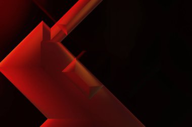 Geometrik dinamik şekiller. Gölgeli teknoloji dijital şablonu ve gradyan arka planda ışıklar. Modern basit geometrik renk gradyanı soyut arkaplan. 3B illüstrasyon. 