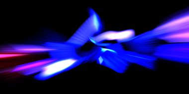 Güzel canlı renklerle enerji patlaması. Siyah arkaplanda izole edilmiş dinamik ışık ışınları. Parlayan renkli ışık parçacıklarının grafiksel 2D çizimi. Parlak tasarım şablonu.