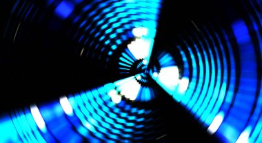 Siyah arkaplanda dönen ışık gösterisi. Lüks çizgiler. Parlak kıvrımlı duvar kağıdı. Uzay tüneli. Dönen ışık çemberi ya da maytap izi. Parlak konsept çizimi.